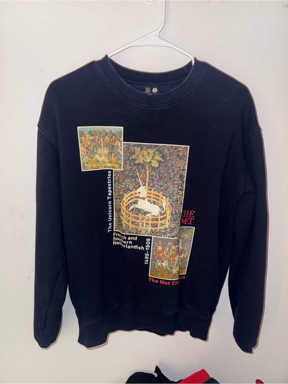 The Met Black Crewneck Sweatshirt with Tapestry Collage Graphic